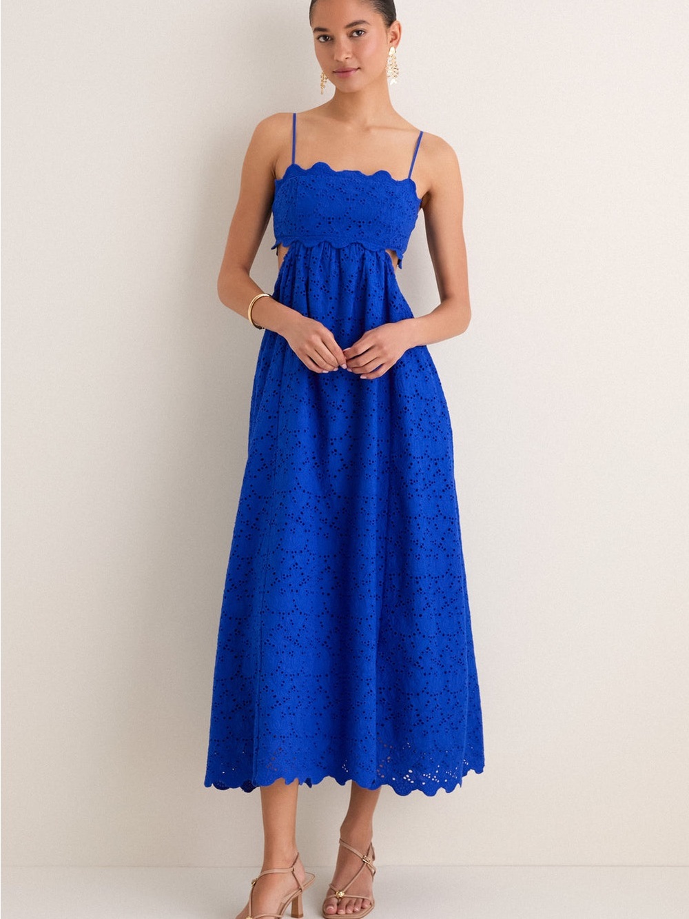 Scalloped Eyelet Maxi Dress in Cobalt Blue - Tuckernuck
